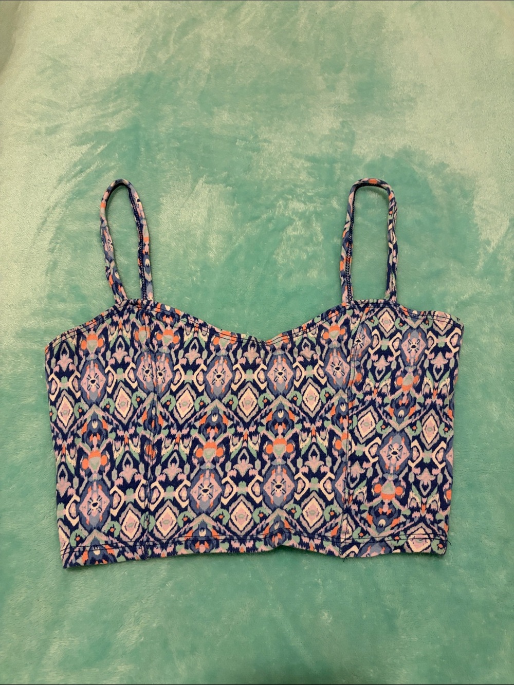 Hollister Navy & Light Blue Geometric Cropped Camisole